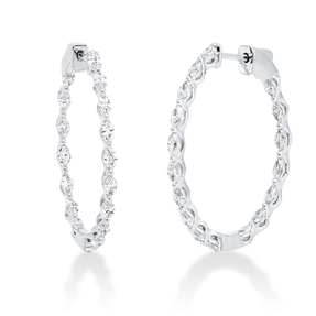 Creolen aus 750 Weißgold 34 Diamanten Navette-Schliff 0,89ct F-SI 26,1x1,4mm