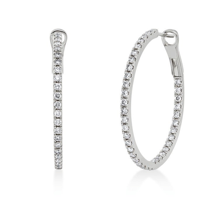 Creolen aus 750 Weißgold 76 Brillanten 1ct