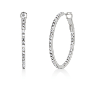 Creolen aus 750 Gold Weißgold 76 Brillanten 1ct TTLB-SI 29,7x1,8mm