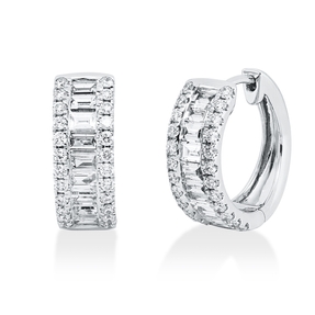 Creolen aus 750 Gold Weißgold 66 Diamanten 1,33ct TW-SI 15,6x5,6mm