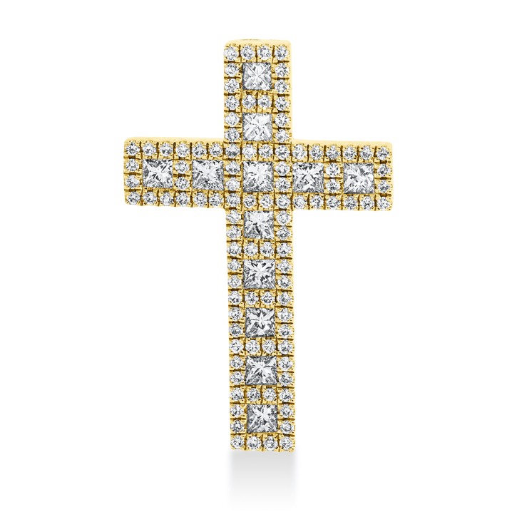 Anhänger Kreuz aus 750 Gelbgold 112 Brillanten 0.76ct
