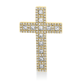 Anhänger Kreuz aus 750 Gold Gelbgold 112 Diamanten 0,76ct TW-SI 25x15,9mm Anhänger Kreuz aus 750 Gold Gelbgold 112 Diamanten 0,76ct TW-SI 25x15,9mm