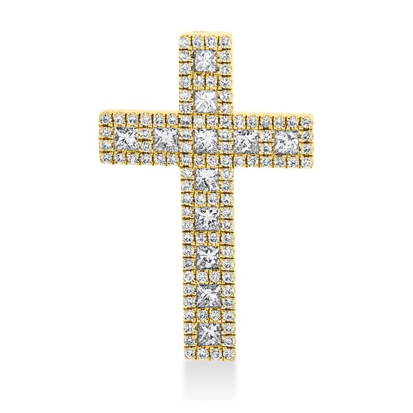 Anhänger Kreuz aus 750 Gelbgold 112 Brillanten 0.76ct