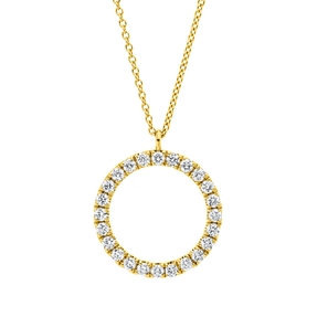 Collier Kreis aus 750 Gold Gelbgold 24 Brillanten 0,2ct TW-SI L:45cm