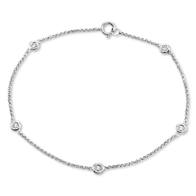 Armband aus 750 Gold Weißgold 5 Brillanten 0,15ct W-SI L:17,5cm Armband aus 750 Gold Weißgold 5 Brillanten 0,15ct W-SI L:17,5cm