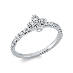 Ring aus 750 Gold Weißgold 21 Diamanten 0,49ct TW-SI B:7mm