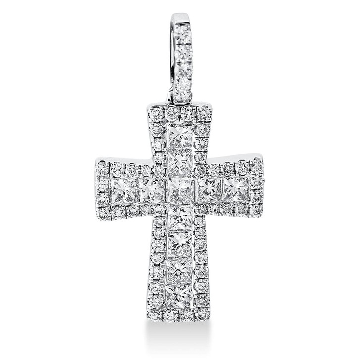 Anhänger Kreuz aus 750 Weißgold 68 Brillanten 1.35ct