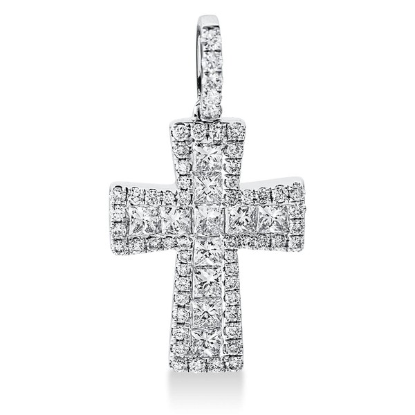 Anhänger Kreuz aus 750 Weißgold 68 Brillanten 1.35ct