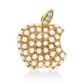 Anhänger 750 Gelbgold 53 Süßwasser-Perlen 1,6mm weiß 3 Brillanten 0,02ct TW-SI Anhänger 750 Gelbgold 53 Süßwasser-Perlen 1,6mm weiß 3 Brillanten 0,02ct TW-SI