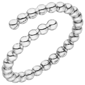 Offener Ring Damenring Kugelring aus 925 Silber rhodiniert Breite 7,6mm