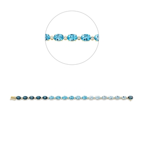 Armband 585 Gelbgold 18 Topase 15,6ct London Blue 18 Brillanten 0,44ct TW-SI L:17cm