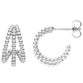 Kugel Ohrringe Creolen Halbcreolen 14,8x7,9mm aus 925 Silber rhodiniert