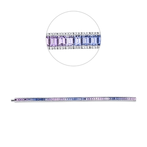 Armband aus 750 Weißgold 63 Saphire 9,55ct mehrfarbig 378 Brillanten 1,06ct TW-SI Armband aus 750 Weißgold 63 Saphire 9,55ct mehrfarbig 378 Brillanten 1,06ct TW-SI