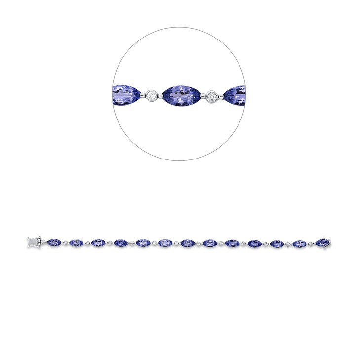 Armband aus 585 Weißgold 13 Tansanite 13 Brillanten 0.29ct