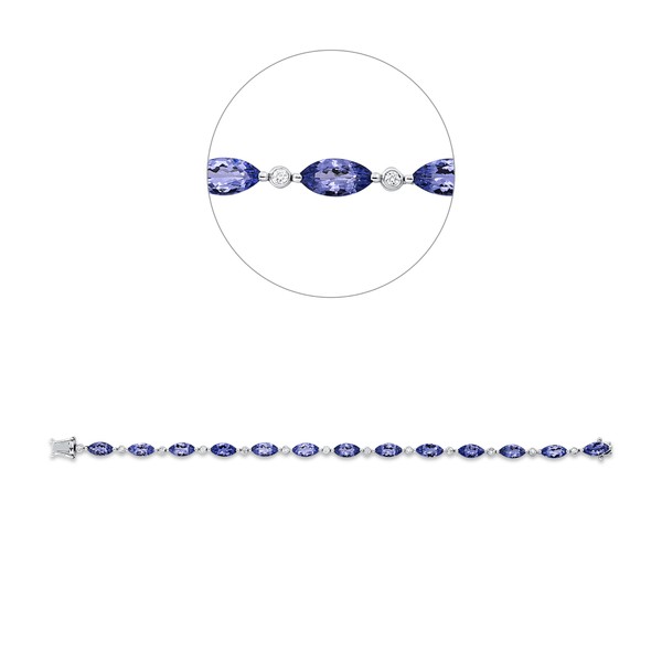 Armband aus 585 Weißgold 13 Tansanite 13 Brillanten 0.29ct
