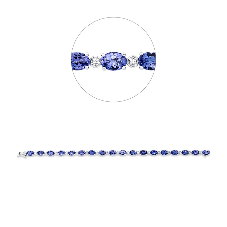 Armband aus 750 Weißgold 18 Tansanite 18 Brillanten 0.72ct