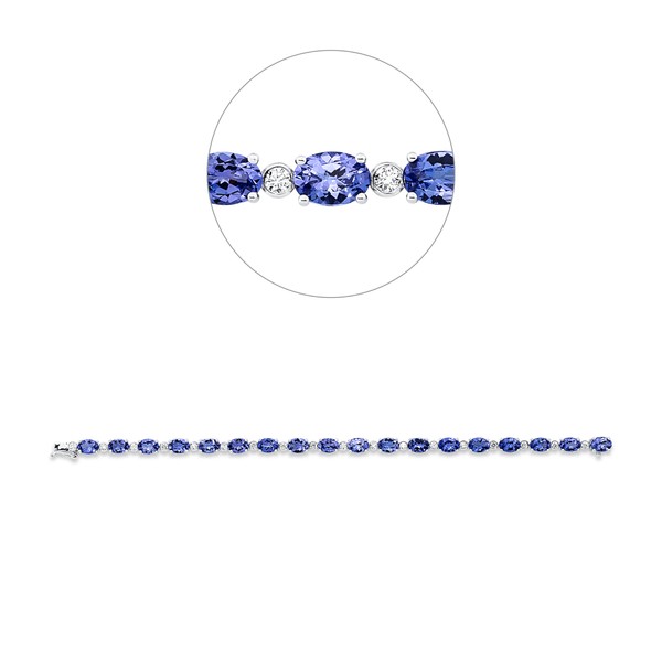Armband aus 750 Weißgold 18 Tansanite 18 Brillanten 0.72ct
