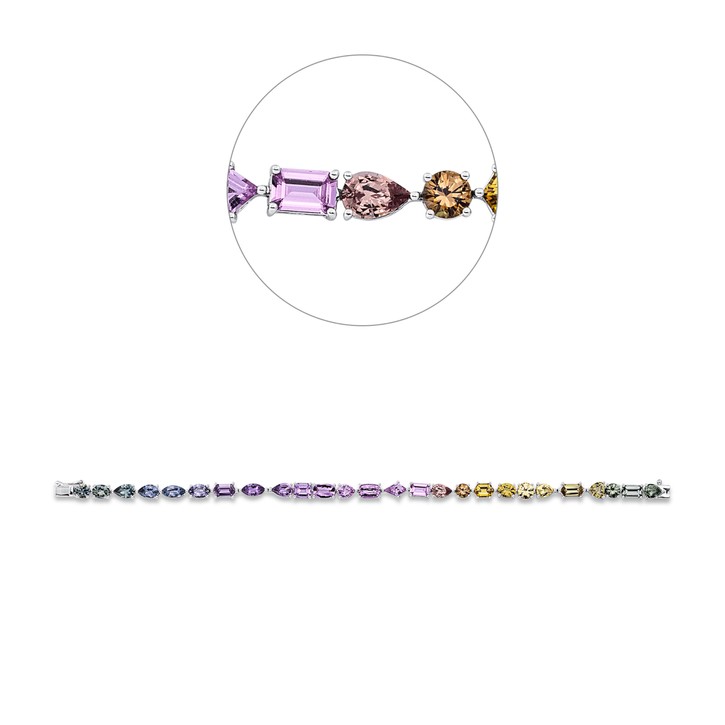 Armband aus 750 Weißgold 26 Farbsteine