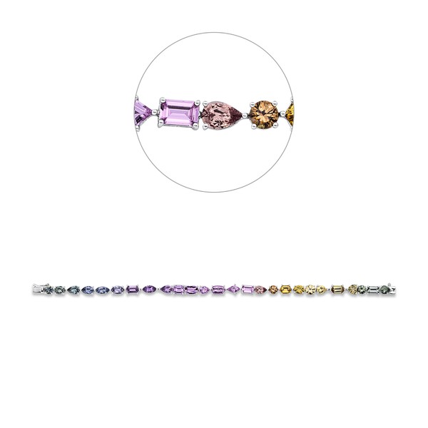 Armband aus 750 Weißgold 26 Farbsteine