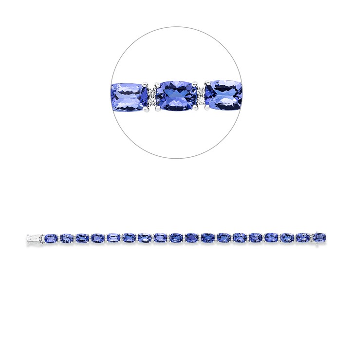 Armband aus 585 Weißgold 18 Tansanite 36 Brillanten 0.65ct