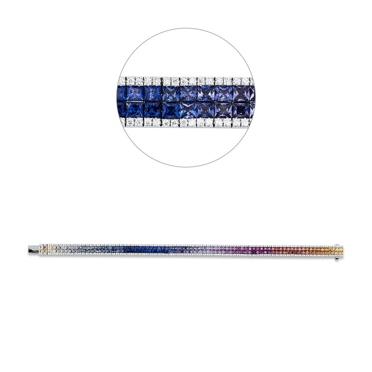 Armband aus 750 Weißgold 158 Saphire 316 Brillanten 0.9ct