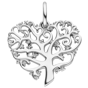 Anhänger Lebensbaum Herz/Baum 15,8x17,4mm aus 925 Silber rhodiniert teilmattiert