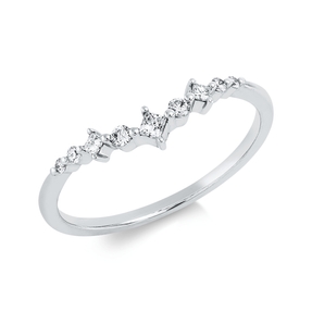 Ring aus 750 Gold Weißgold 9 Diamanten 0,13ct TW-PI B:16,2mm