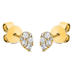 Ohrstecker aus 750 Gold Gelbgold 12 Diamanten 0,21ct TW-PI 5,6x3,9mm