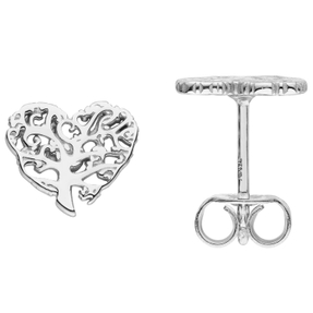 Ohrringe Ohrstecker Herz/Baum Lebensbaum aus 925 Silber teilmattiert 8x9mm