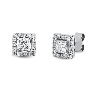 Ohrstecker aus 750 Gold Weißgold 34 Diamanten 0,89ct TW-SI 7x7mm