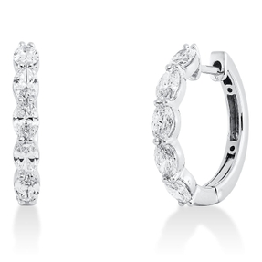 Creolen aus 750 Weißgold 10 Diamanten Oval-Schliff 1,46ct TW-VSI 18,7x3mm