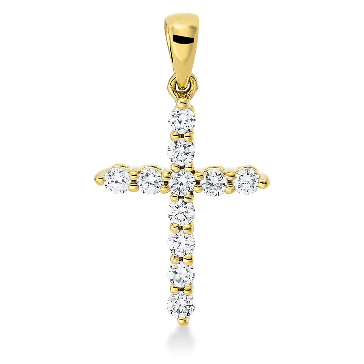 Anhänger Kreuz aus 750 Gelbgold 11 Brillanten 0.27ct