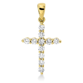 Anhänger Kreuz aus 750 Gelbgold 11 Brillanten 0,27ct TW-SI 20,6x11,2mm mit Öse Anhänger Kreuz aus 750 Gelbgold 11 Brillanten 0,27ct TW-SI 20,6x11,2mm mit Öse