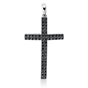Anhänger Kreuz aus 750 Weißgold 58 Brillanten 0,44ct schwarz 31,8x16,6mm Anhänger Kreuz aus 750 Weißgold 58 Brillanten 0,44ct schwarz 31,8x16,6mm