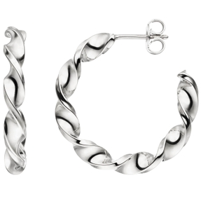 Ohrringe Creolen Halbcreolen gedreht 27,2x4mm aus 925 Silber rhodiniert glänzend