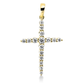 Anhänger Kreuz aus 750 Gelbgold 16 Brillanten 0,28ct TW-SI 21,9x13,8mm mit Öse Anhänger Kreuz aus 750 Gelbgold 16 Brillanten 0,28ct TW-SI 21,9x13,8mm mit Öse