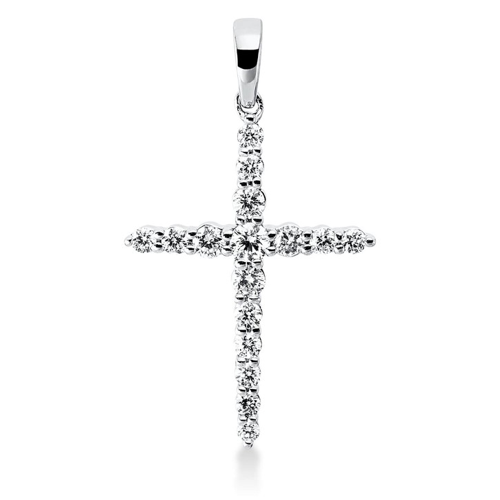 Anhänger Kreuz aus 750 Weißgold 16 Brillanten 0.28ct