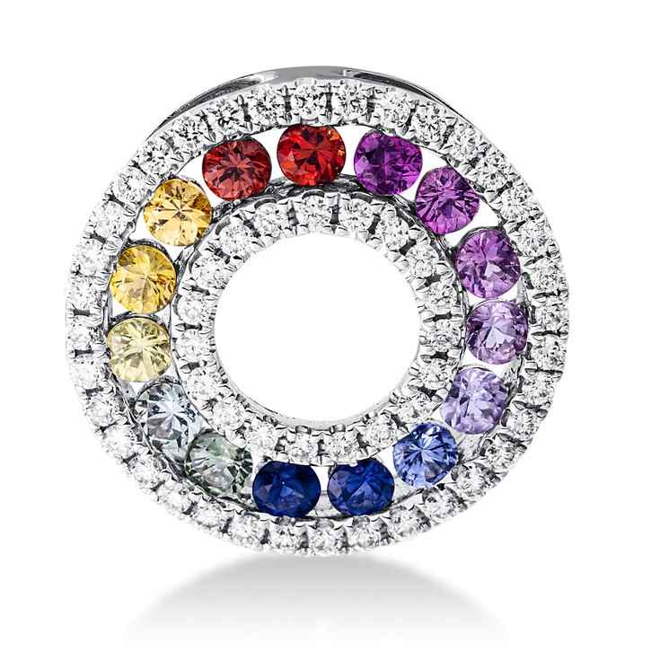 Anhänger aus 750 Weißgold 15 Saphire 55 Brillanten 0.2ct