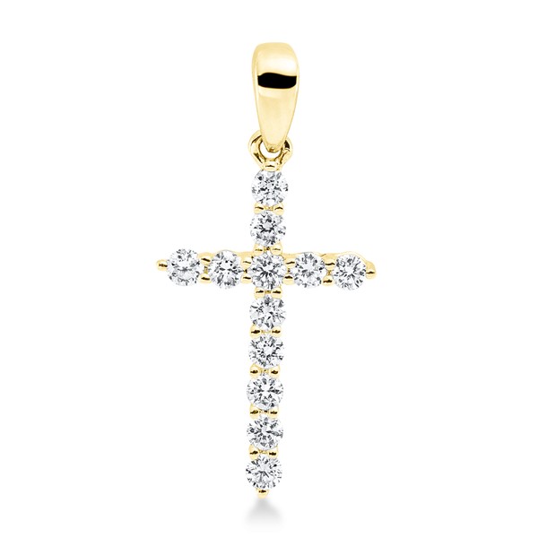 Anhänger Kreuz aus 750 Gelbgold 12 Brillanten 0.26ct