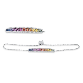 Armband aus 750 Weißgold 13 Saphire 1,24ct mehrfarbig 58 Brillanten 0,35ct TW-SI