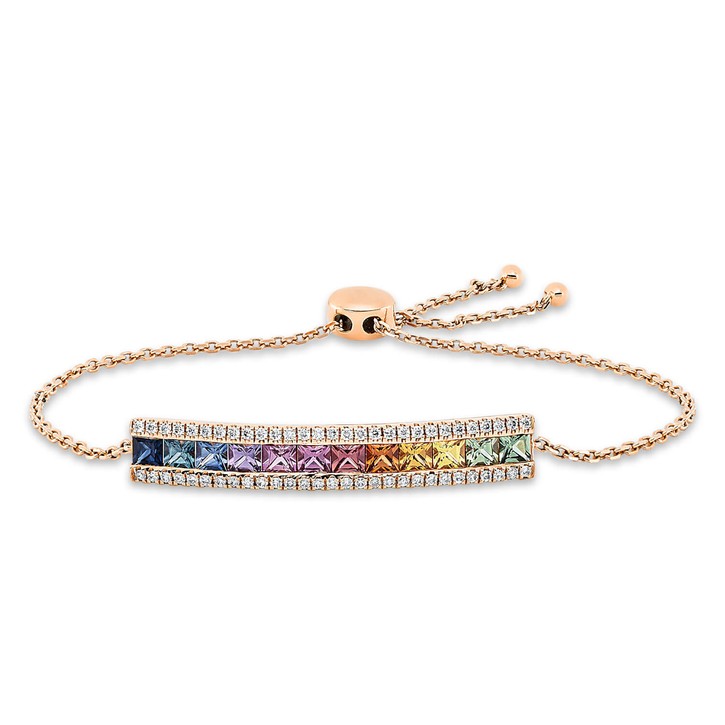 Armband aus 750 Rotgold 12 Saphire 58 Brillanten 0.27ct