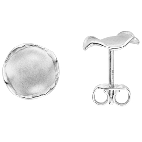 Ohrringe Ohrstecker Ø 9,6mm aus 925 Silber rhodiniert mattiert gewellt schlicht