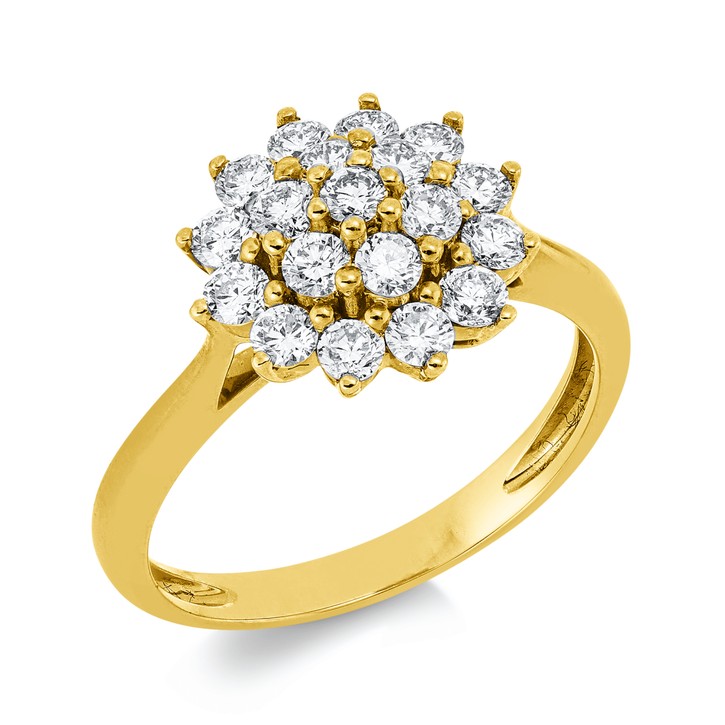 Ring aus 750 Gelbgold 19 Brillanten 0.87ct