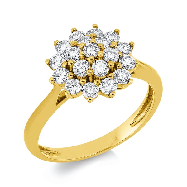 Ring aus 750 Gelbgold 19 Brillanten 0.87ct