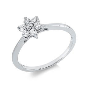 Ring Blume aus 585 Gold Weißgold 7 Brillanten 0,25ct TW-PI B:7,4mm
