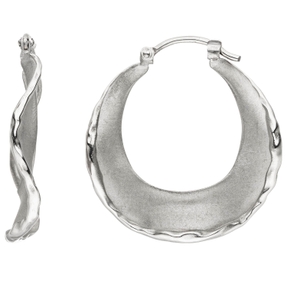 Ohrringe Creolen Ø 22,7mm aus 925 Silber rhodiniert mattiert gewellt