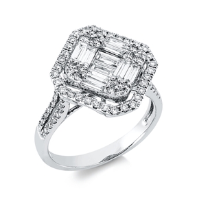 Ring aus 750 Gold Weißgold 86 Diamanten 1,04ct TW-VSI B:16mm