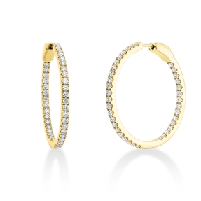 Creolen aus 750 Gold Gelbgold 74 Brillanten 1,87ct TW-SI 32,1x2mm