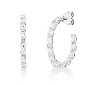 Creolen aus 585 Weißgold 28 Diamanten Oval-Schliff 3,8ct F-VSI/SI 25,4x2,8mm