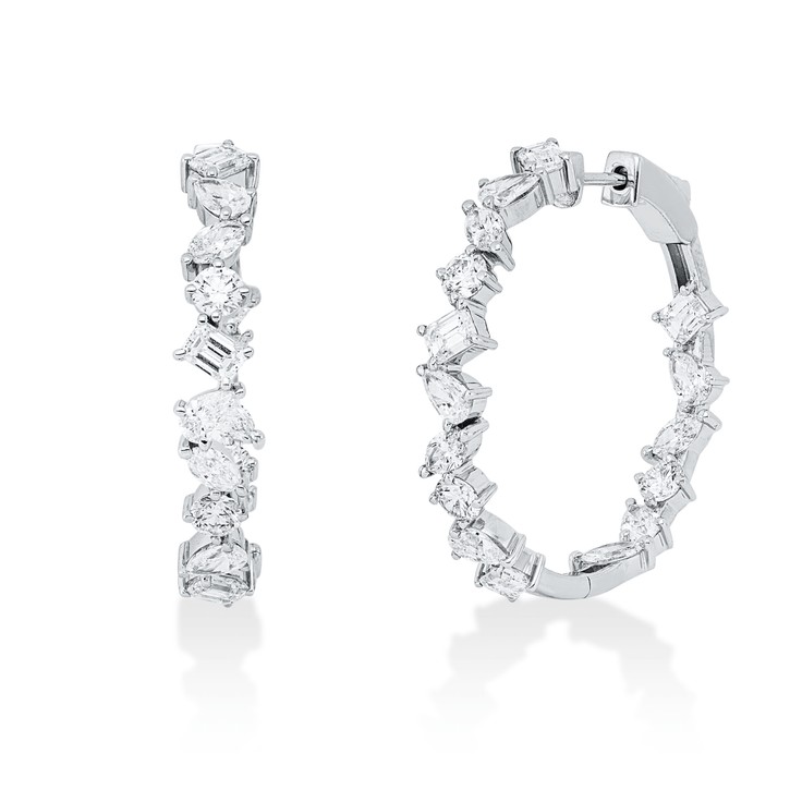 Creolen aus 585 Weißgold 32 Brillanten 4.75ct